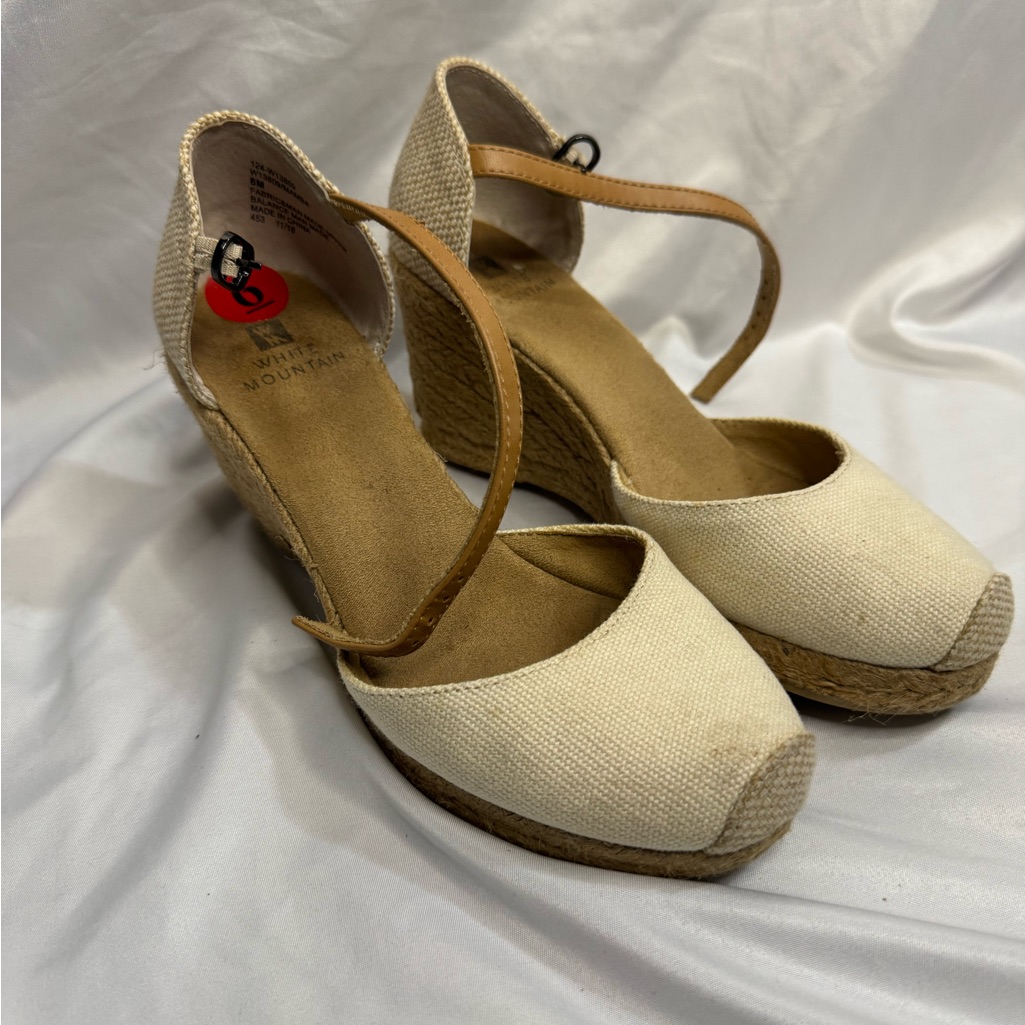 Espadrille Wedge Heels Ankle Strap Canvas Summer Neutral